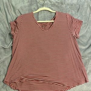 pink and white striped shirt